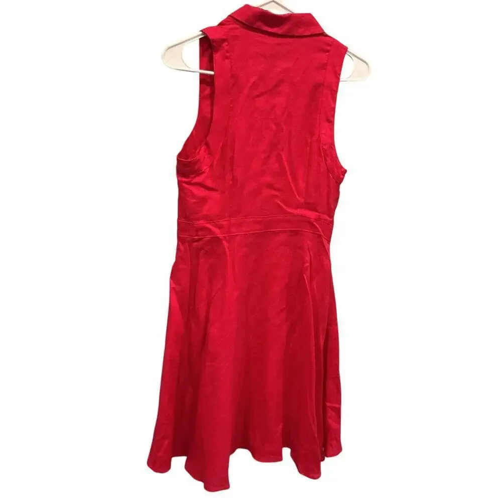 HD In Paris Anthro Womens Printemps Linen Dress Bright Pink US 6 Bright Pink - Picture 6 of 13